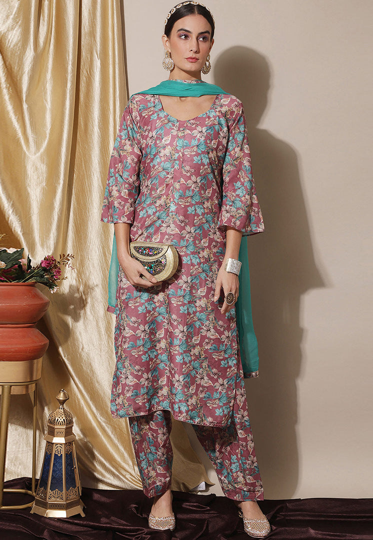 Pink Muslin Pant Style Suit