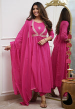 Load image into Gallery viewer, Pink Muslin Readymade Anarkali Suit
