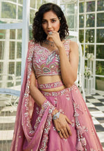 Load image into Gallery viewer, Pink Net A Line Lehenga Choli
