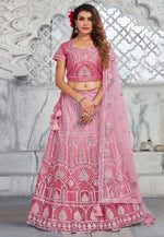 Load image into Gallery viewer, Pink Net A Line Lehenga Choli
