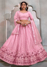 Load image into Gallery viewer, Pink Net Circular Lehenga Choli
