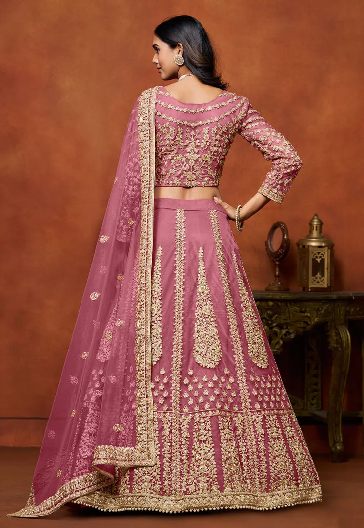 Pink Net Circular Lehenga Choli