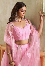 Load image into Gallery viewer, Pink Net Circular Lehenga Choli
