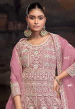 Load image into Gallery viewer, Pink Net Embroidered Anarkali Suit
