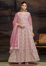 Load image into Gallery viewer, Pink Net Embroidered Anarkali Suit
