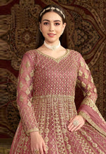 Load image into Gallery viewer, Pink Net Embroidered Long Anarkali Suit
