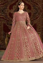 Load image into Gallery viewer, Pink Net Embroidered Long Anarkali Suit
