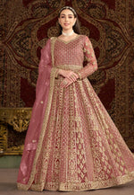 Load image into Gallery viewer, Pink Net Embroidered Long Anarkali Suit
