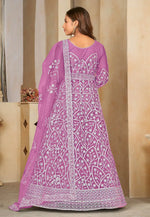 Load image into Gallery viewer, Pink Net Embroidered Long Anarkali Suit
