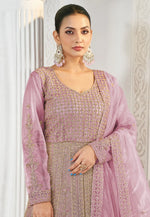 Load image into Gallery viewer, Pink Net Embroidered Long Anarkali Suit
