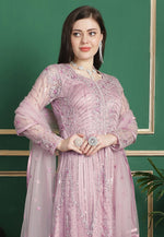 Load image into Gallery viewer, Pink Net Embroidered Long Anarkali Suit
