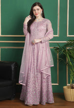 Load image into Gallery viewer, Pink Net Embroidered Long Anarkali Suit
