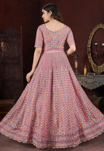 Load image into Gallery viewer, Pink Net Embroidered Readymade Long Anarkali Suit

