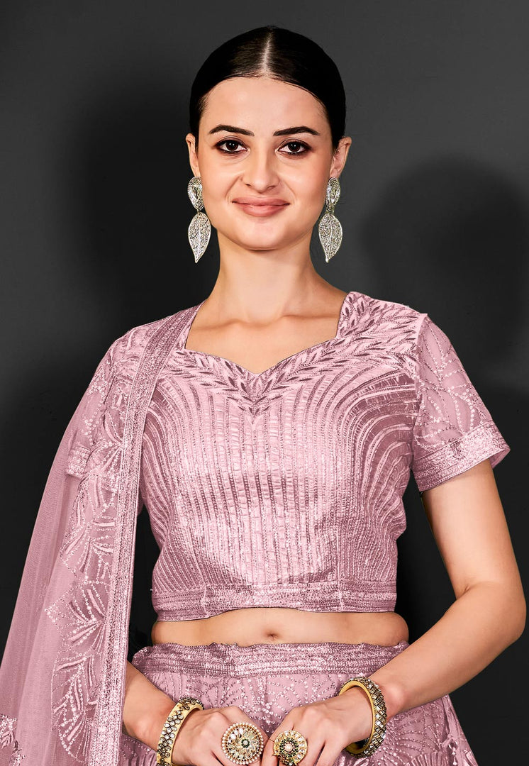 Pink Net Lehenga Choli