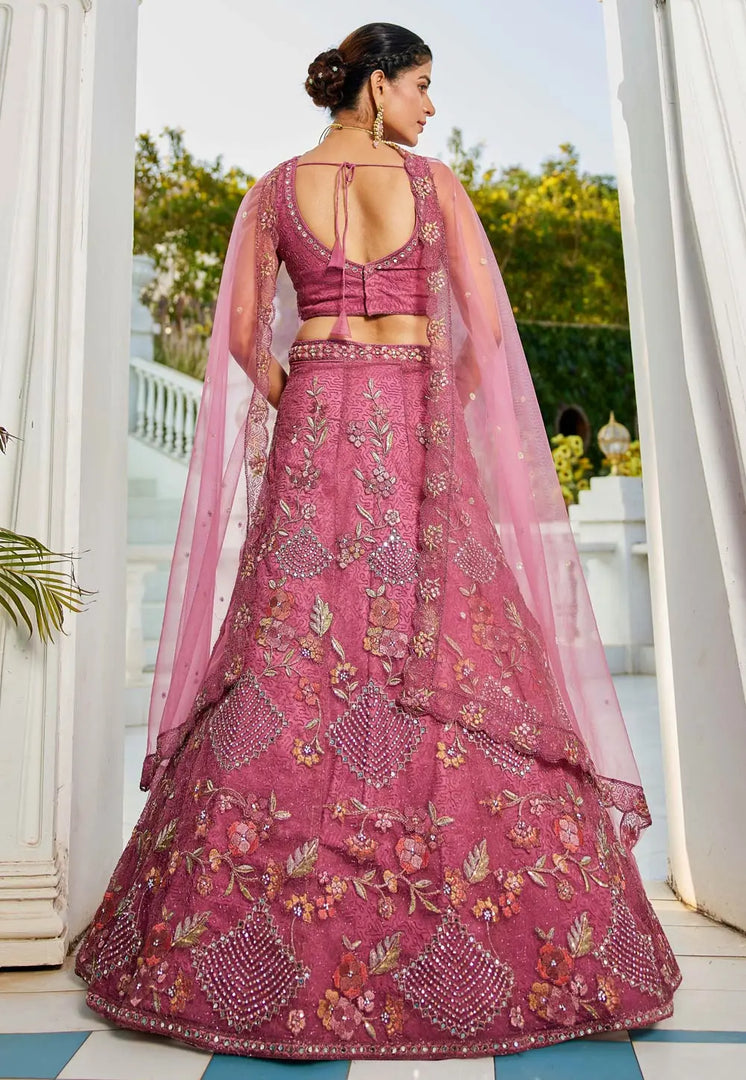 Pink Net Lehenga Choli