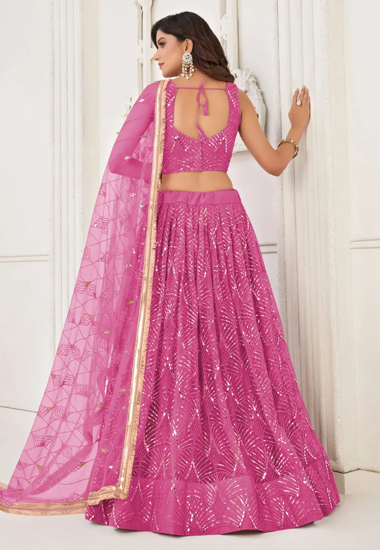 Pink Net Lehenga Choli