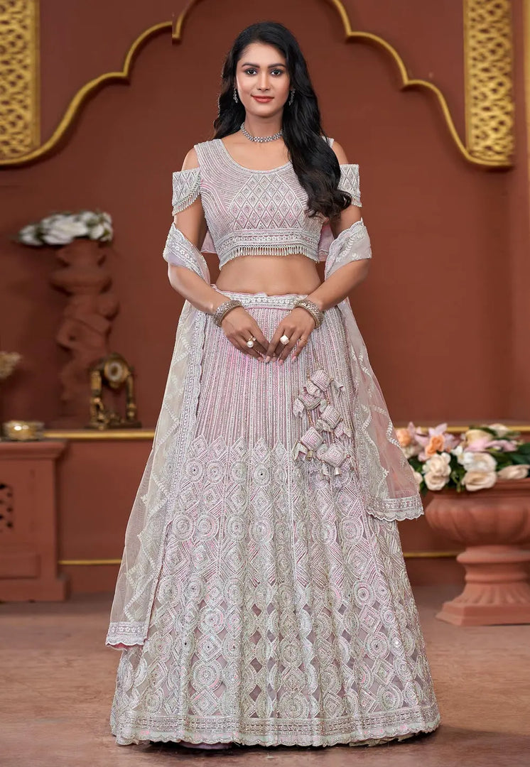 Pink Net Lehenga Choli