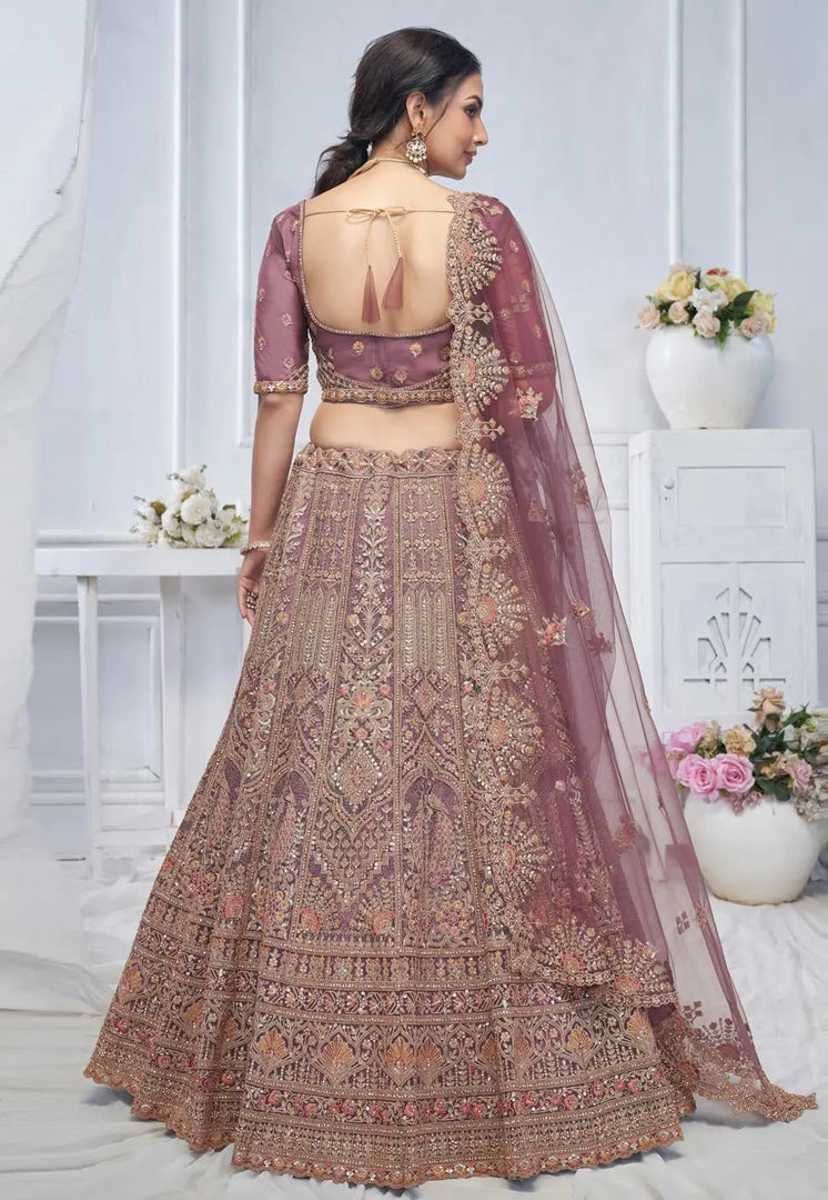 Pink Net Lehenga Choli For Wedding