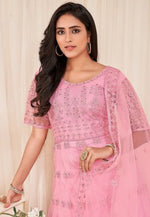 Load image into Gallery viewer, Pink Net Long Anarkali Suit
