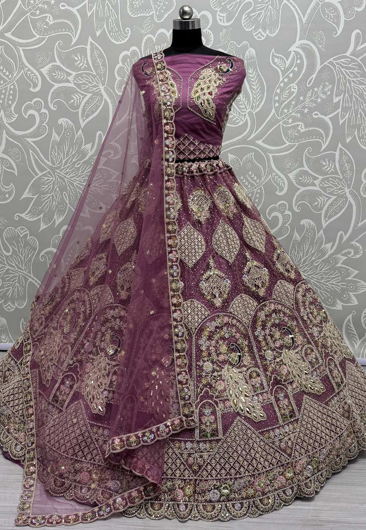 Pink Net Net Wedding Lehenga Choli