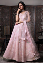 Load image into Gallery viewer, Pink Net Readymade A Line Lehenga Choli
