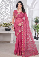 Load image into Gallery viewer, Pink Net Saree With Blouse

