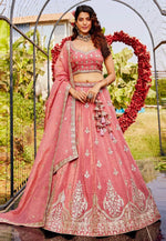 Load image into Gallery viewer, Pink Organza A Line Lehenga Choli
