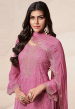 Load image into Gallery viewer, Pink Organza Embroidered Pakistani Suit
