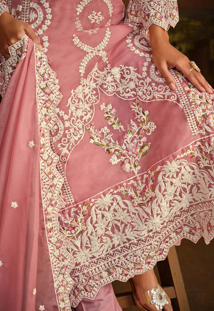 Pink Organza Pakistani Suit