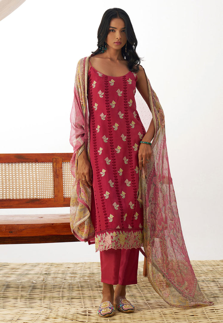 Pink Organza Readymade Pakistani Suit