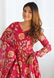 Pink Organza Readymade Pant Style Suit