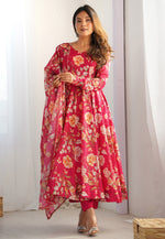 Load image into Gallery viewer, Pink Organza Readymade Pant Style Suit
