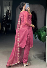 Load image into Gallery viewer, Pink Organza Readymade Pant Style Suit
