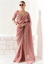 Load image into Gallery viewer, Pink Organza Saree With Blouse
