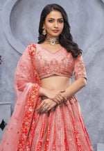 Load image into Gallery viewer, Pink Organza Wedding Lehenga Choli
