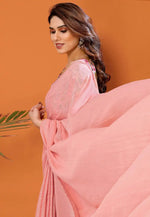 Load image into Gallery viewer, Pink Polyester Saree With Blouse