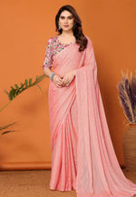 Load image into Gallery viewer, Pink Polyester Saree With Blouse