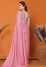 Load image into Gallery viewer, Pink Polyester Saree With Blouse