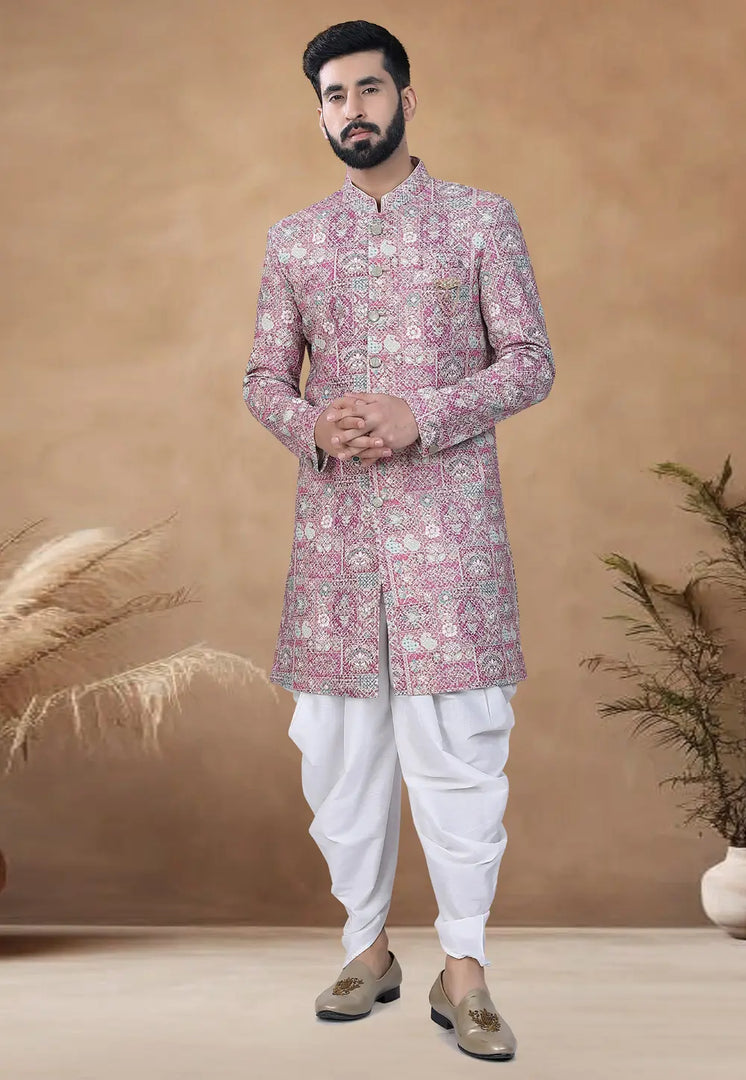 Pink Rayon Indo Western Suit