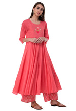 Load image into Gallery viewer, Pink Rayon Kurta Set With Palazzo
