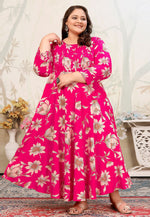 Load image into Gallery viewer, Pink Rayon Printed Long Kurti
