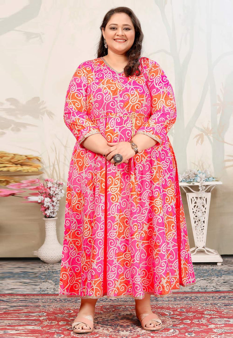 Pink Rayon Printed Long Tunic