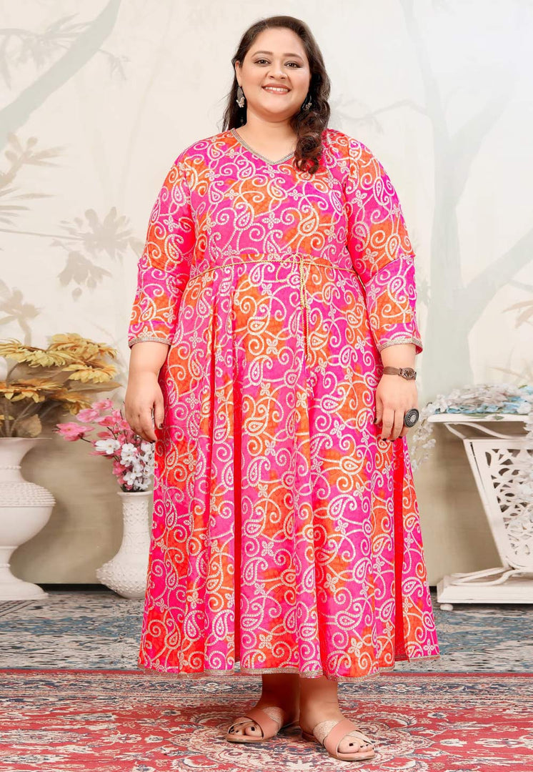 Pink Rayon Printed Long Tunic