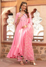 Load image into Gallery viewer, Pink Rayon Readymade Long Anarkali Suit
