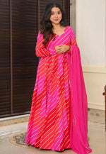 Load image into Gallery viewer, Pink Rayon Readymade Long Anarkali Suit
