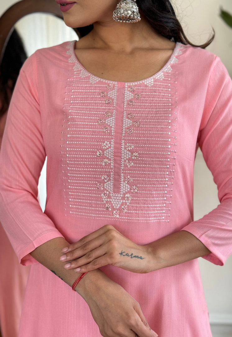 Pink Rayon Readymade Pakistani Suit