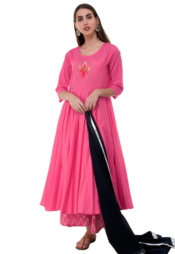 Pink Rayon Readymade Pakistani Suit