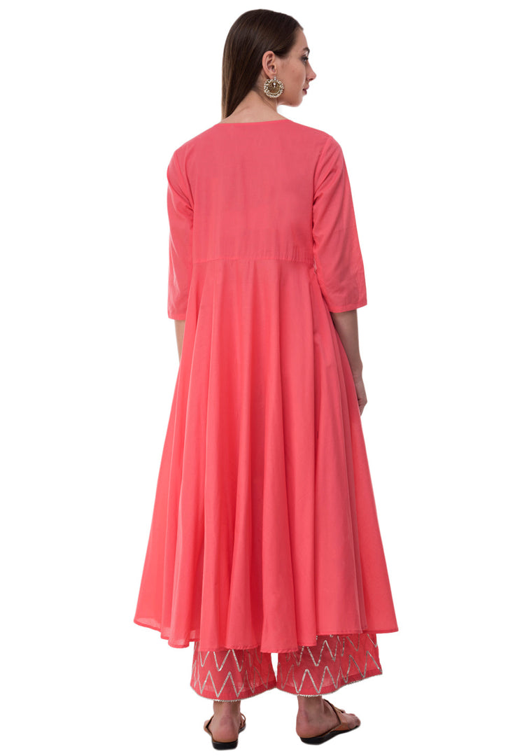 Pink Rayon Readymade Palazzo Suit