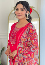 Load image into Gallery viewer, Pink Rayon Readymade Pant Style Suit
