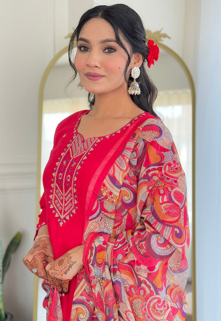 Pink Rayon Readymade Pant Style Suit